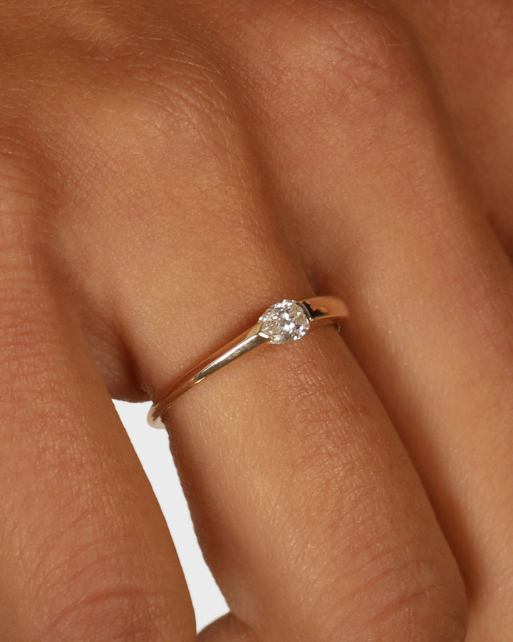 0.30 TCW Pear  Lab Grown Diamond Minimalist Ring