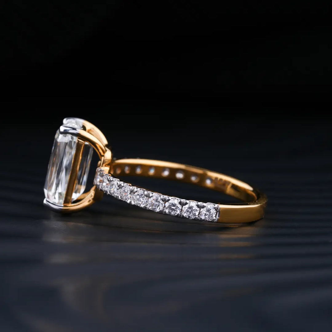 4.0 CT Ashoka Cut Moissanite Solitaire Pave Engagement Ring