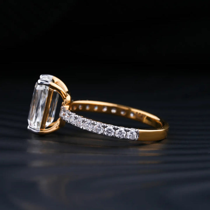 4.0 CT Ashoka Cut Moissanite Solitaire Pave Engagement Ring