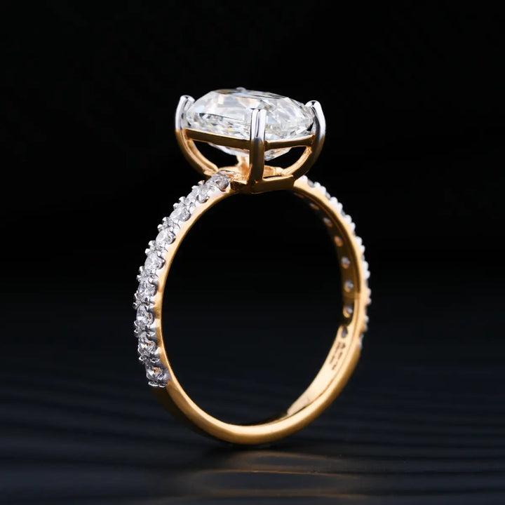 4.0 CT Ashoka Cut Moissanite Solitaire Pave Engagement Ring