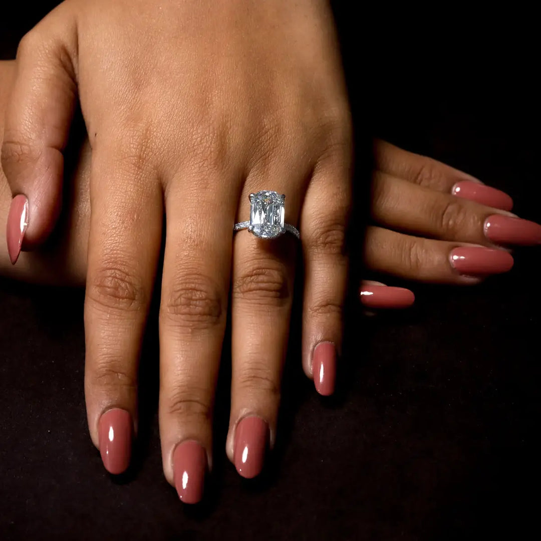 6.0 CT Ashoka Cut Hidden Halo Moissanite Diamond Pave Engagement Ring