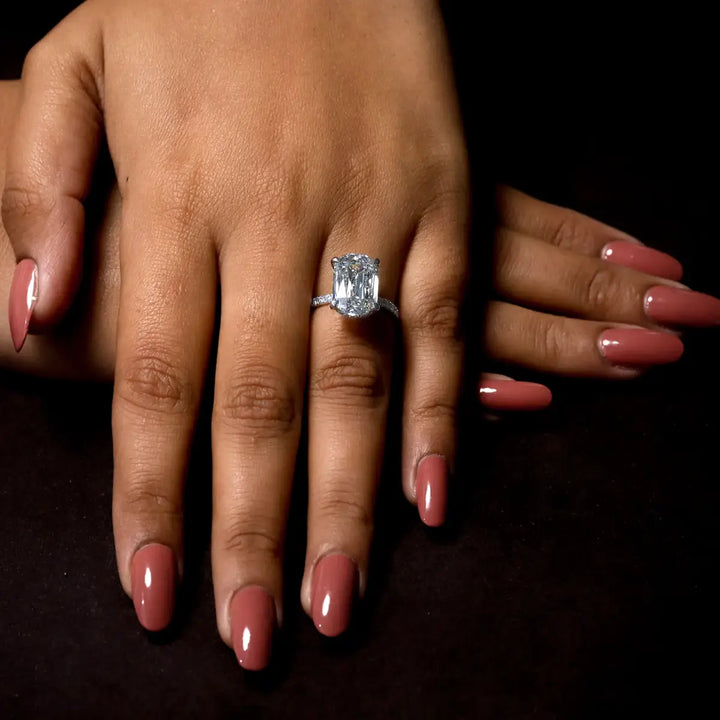 6.0 CT Ashoka Cut Hidden Halo Moissanite Diamond Pave Engagement Ring