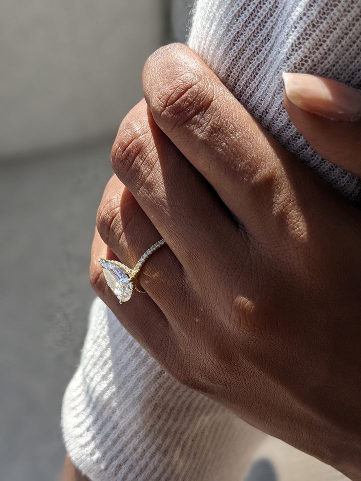 2.50-4.45 CT Pear Diamond Pave Style Engagement Ring