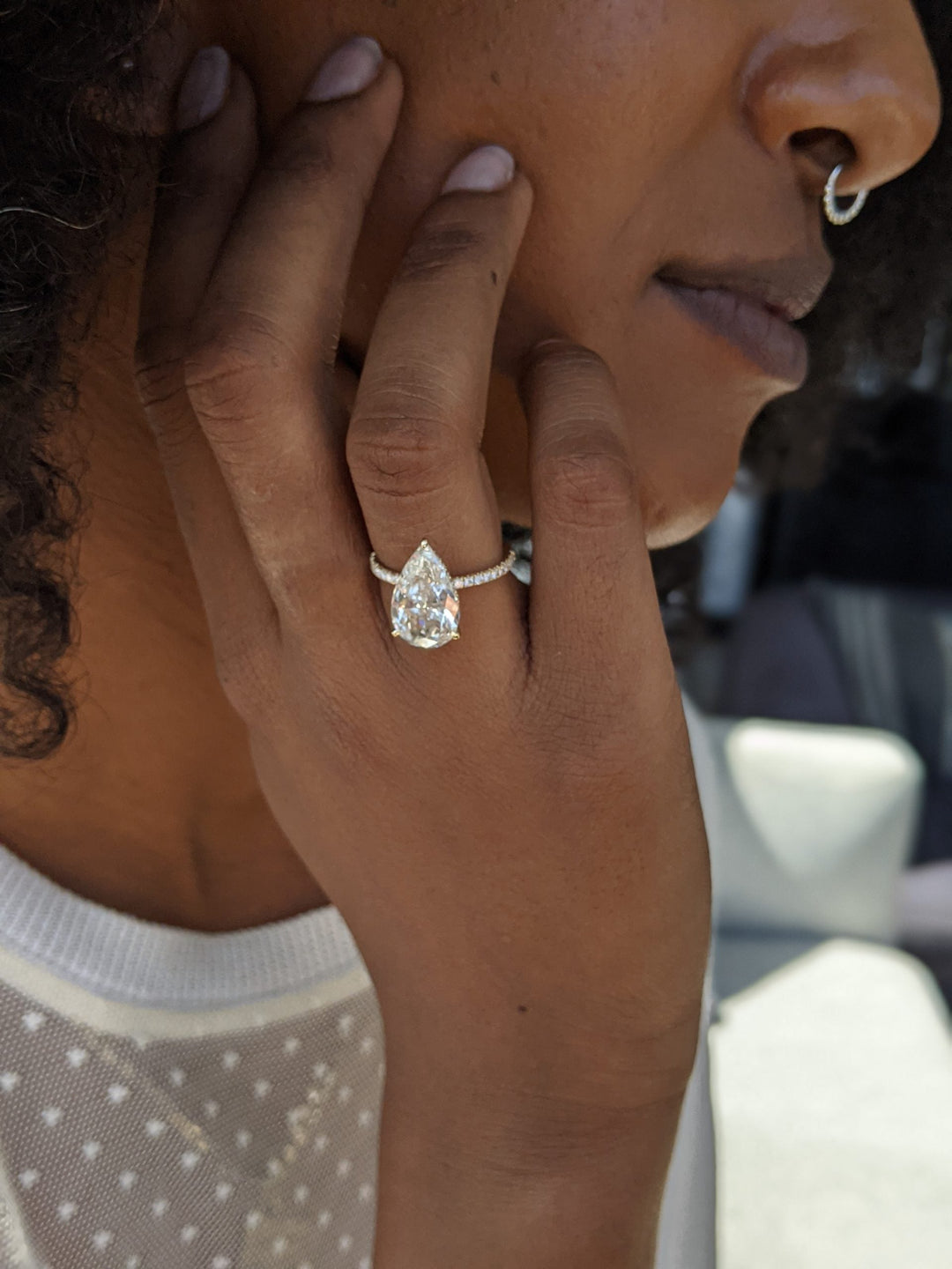 2.50-4.45 CT Pear Diamond Pave Style Engagement Ring
