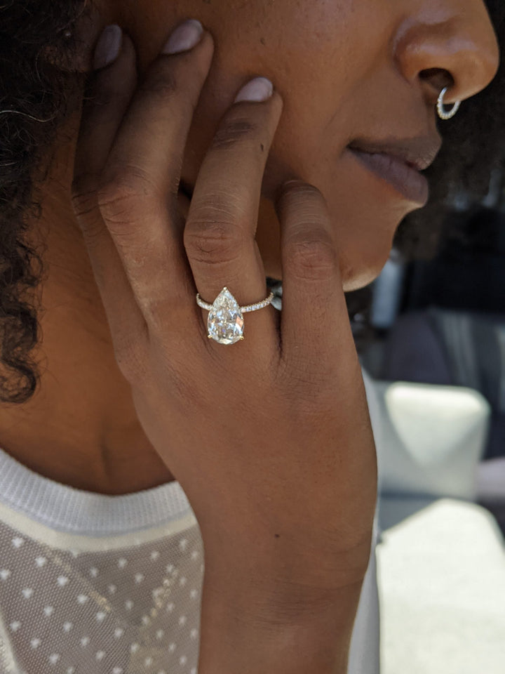 2.50-4.45 CT Pear Diamond Pave Style Engagement Ring
