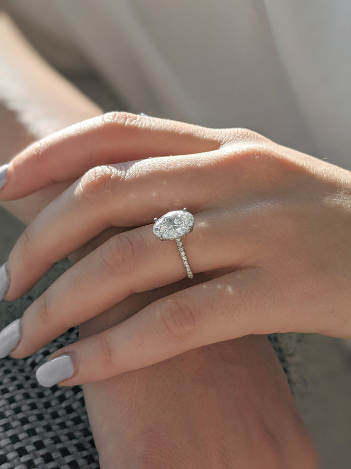 2.0 CT-4.0 CT Oval Diamond Pave Engagement Ring