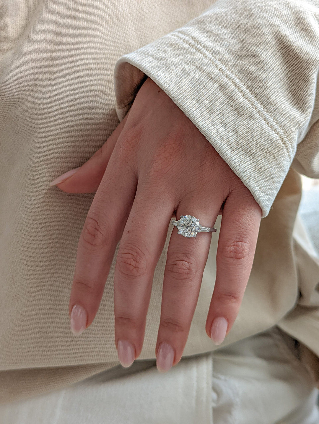 1.50-3.25 CT Round Diamond Three Stones Engagement Ring