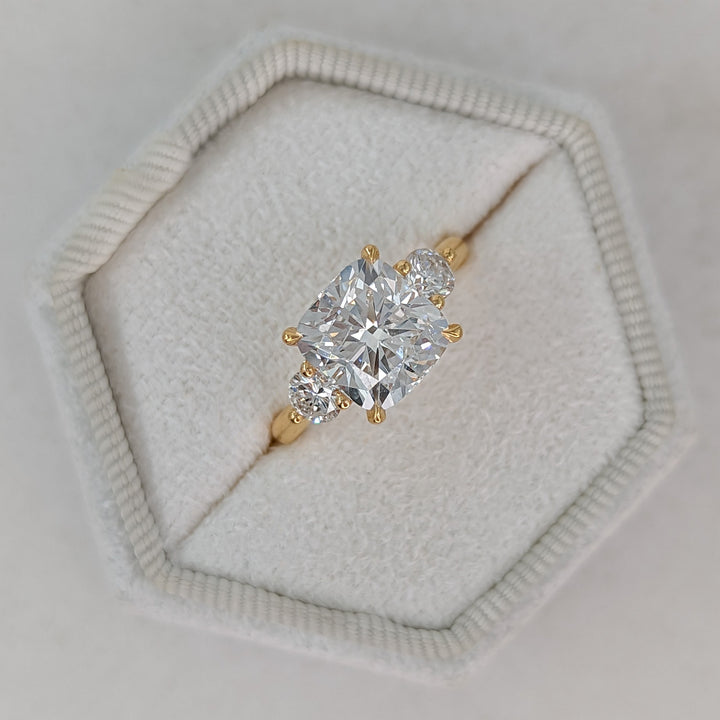 1.50-3.55 CT Cushion Diamond 3 Stones Engagement Ring