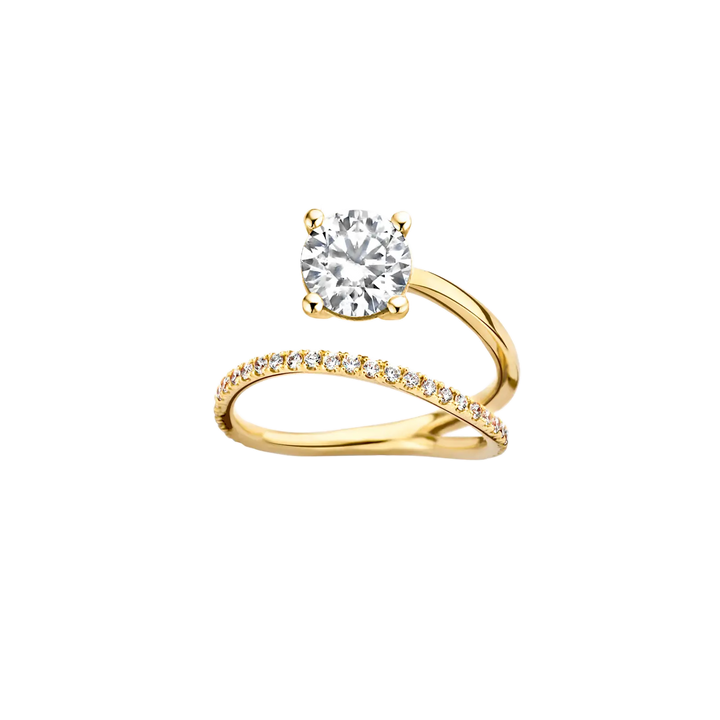 1.25CT Round Diamond Unique Pave Moissanite Engagement Ring