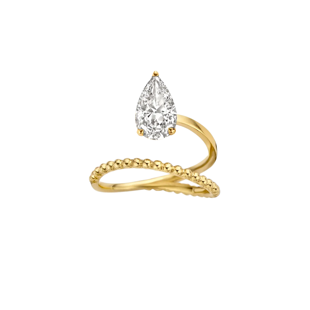 1.50CT Pear Diamond Unique Moissanite Engagement Ring