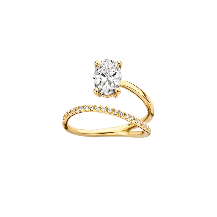 1.25CT Oval Cut Unique Pave Moissanite Engagement Ring