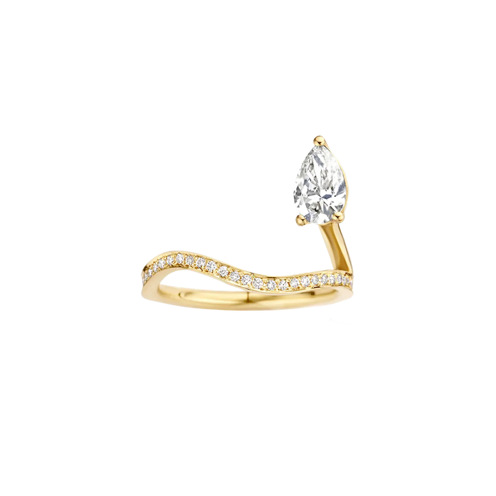 1.0CT Pear Cut Unique Pave Setting Engagement Ring