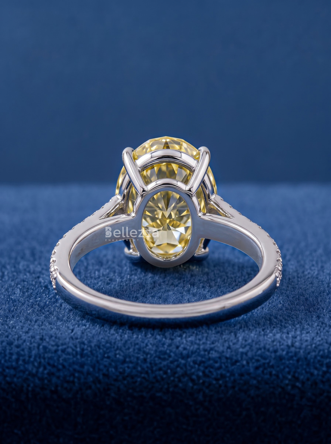 1.5CT Yellow Oval Diamond Pavé Engagement Ring For Her