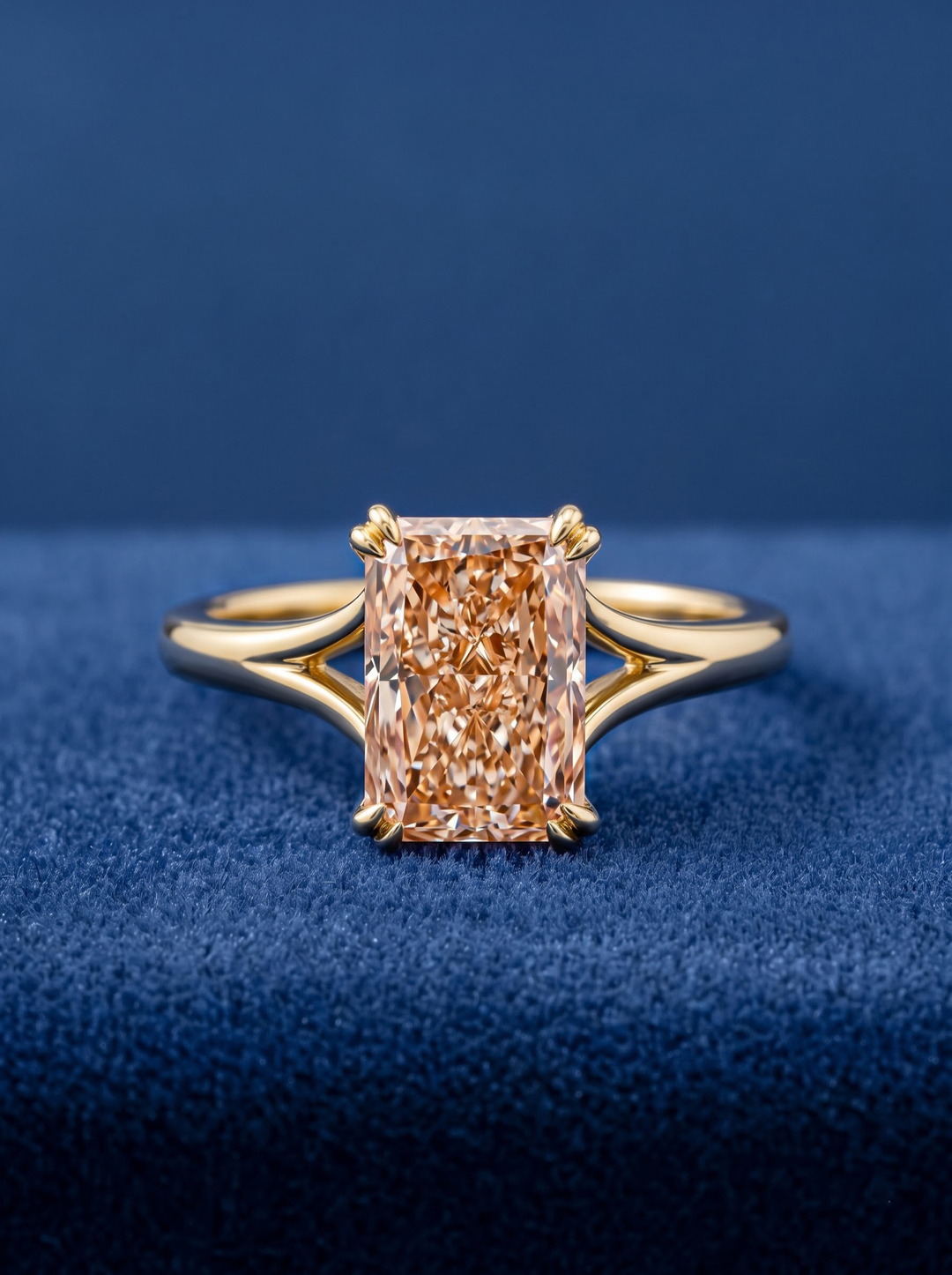 3.0CT Champagne Radiant Lab Grown Diamond Split Shank Engagement Ring
