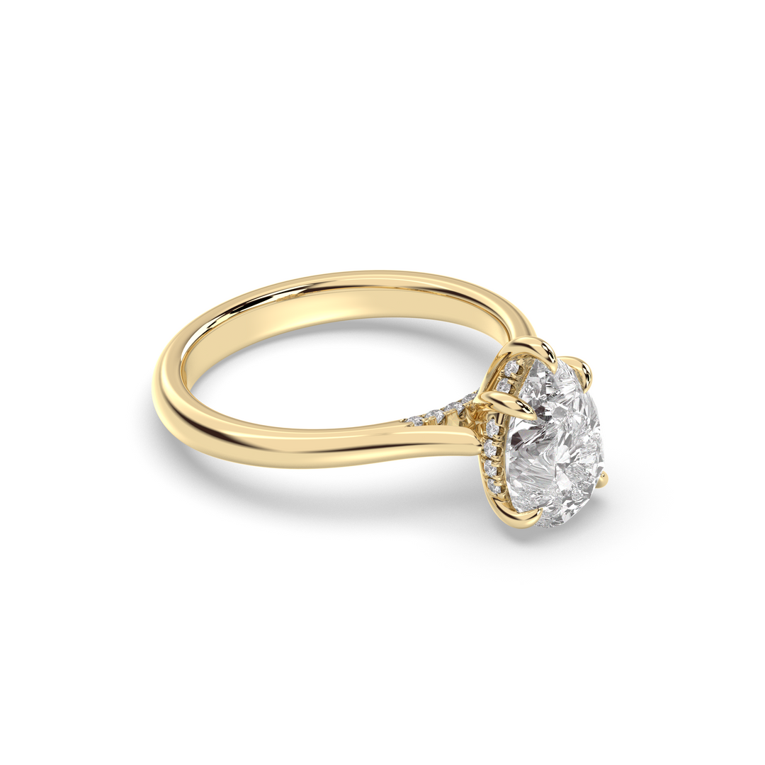 1.0 -3.0 CT Pear Diamond Hidden Halo Engagement Ring