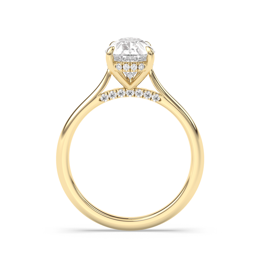1.0 -3.0 CT Pear Diamond Hidden Halo Engagement Ring