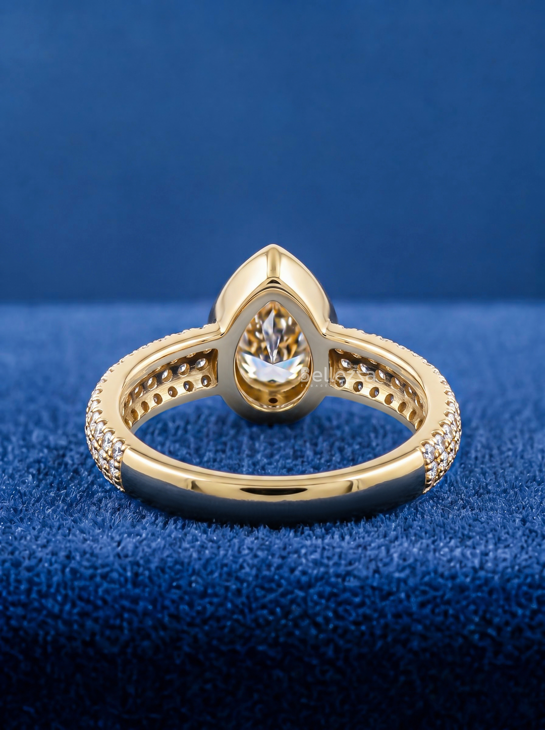 2.5CT Pear Diamond Engagement Ring with Triple Pavé Band For Women