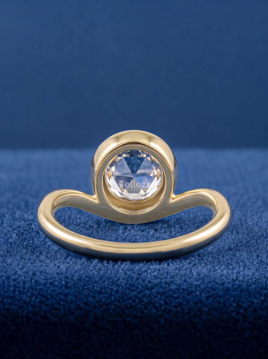 2.0CT Round Lab Grown Diamond Bezel Set Curved Band Engagement Ring