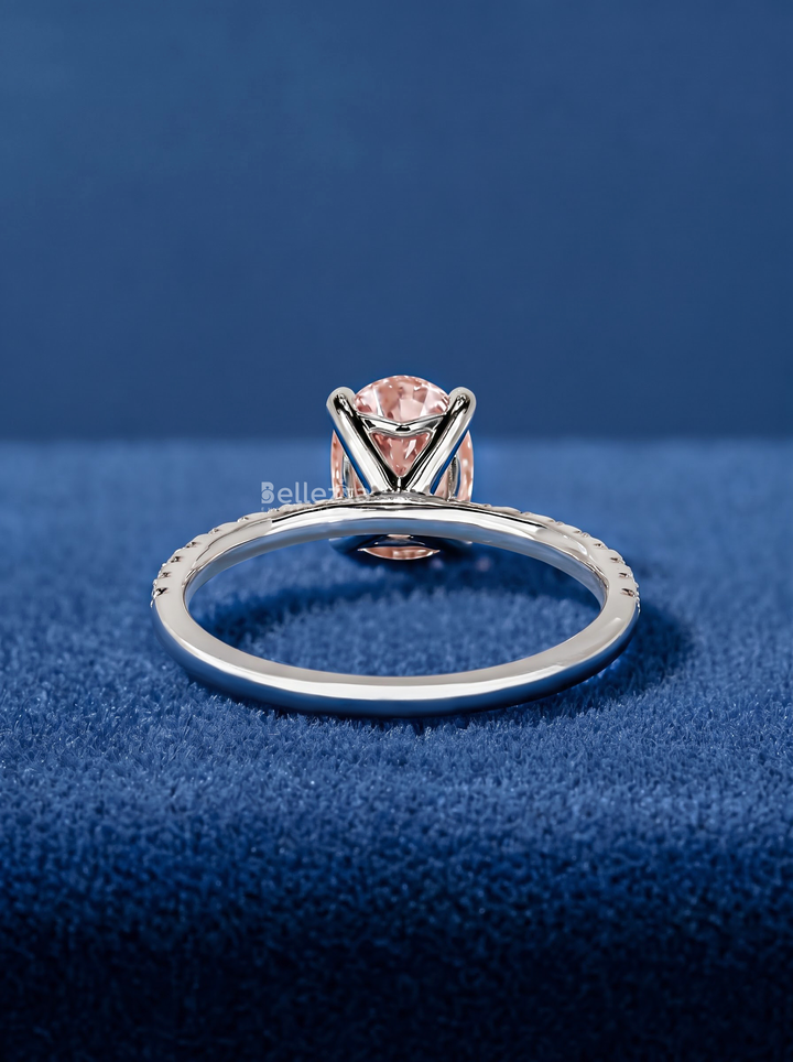 1.5CT Pink Oval Diamond Pavé Engagement Ring For Women