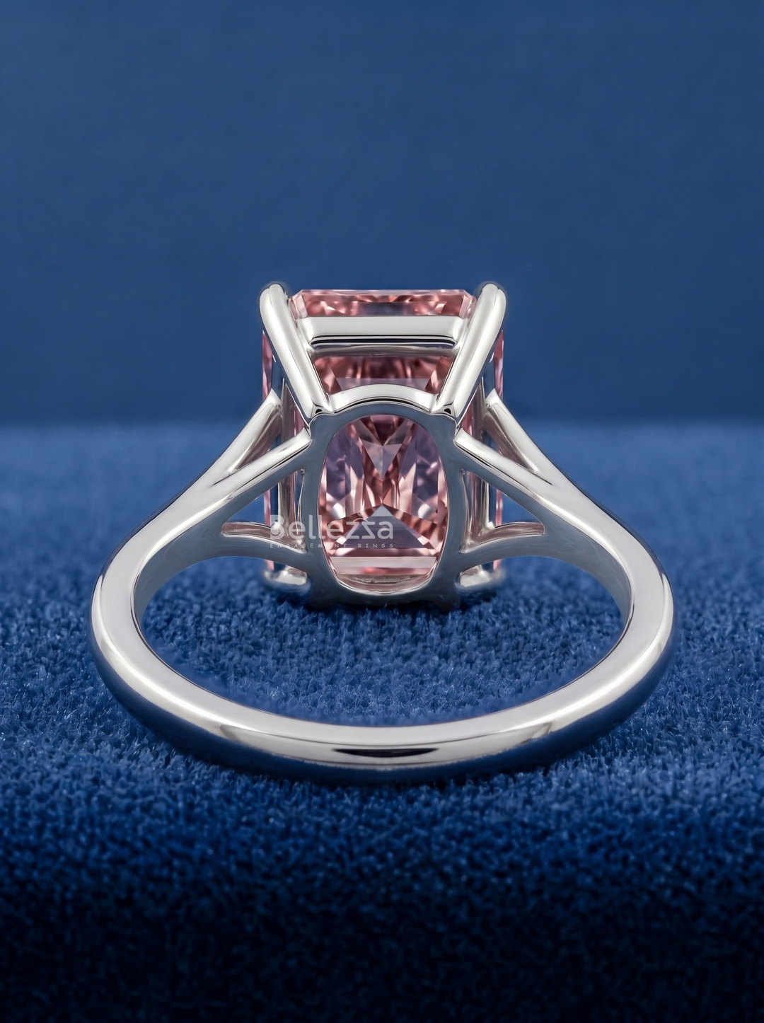 3.0CT Pink Radiant Lab Grown Diamond Split Shank Engagement Ring