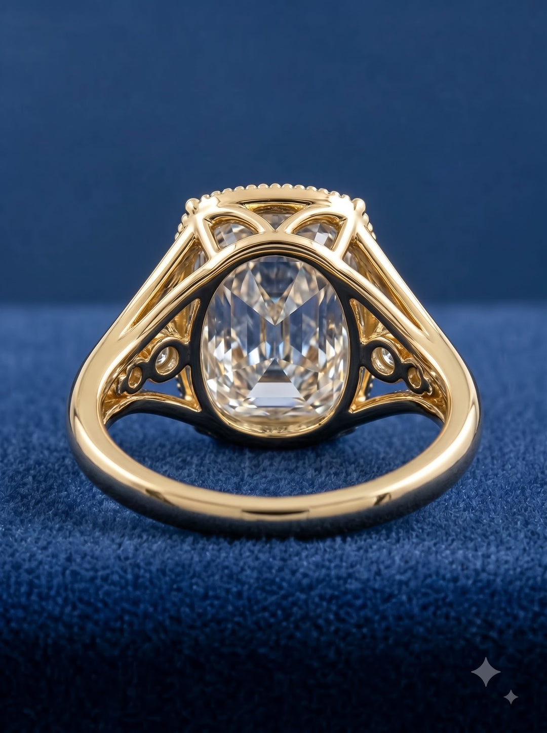 4.50CT Elongated Cushion Lab Grown Diamond Bezel Vintage Engagement Ring