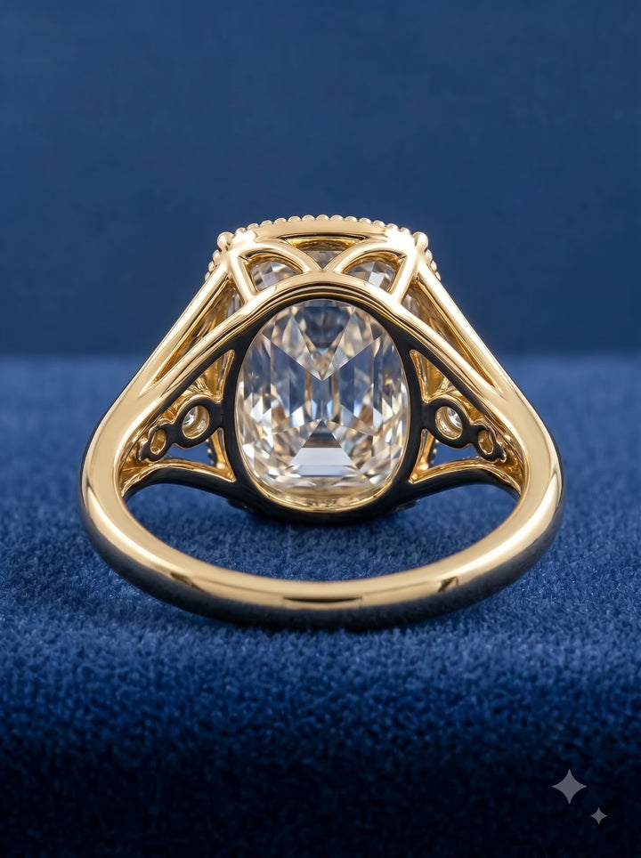 4.50CT Elongated Cushion Lab Grown Diamond Bezel Vintage Engagement Ring