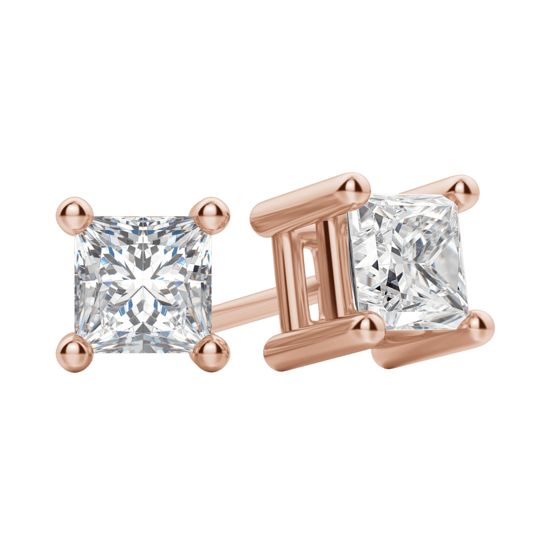 0.50 CT-2.0 CT Princess Solitaire F/VS Lab Grown Diamond Earrings