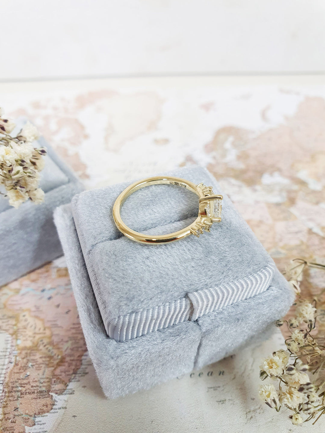 0.70-2.40 CT Princess Cut Cluster Style Lab Grown Diamond Engagement Ring