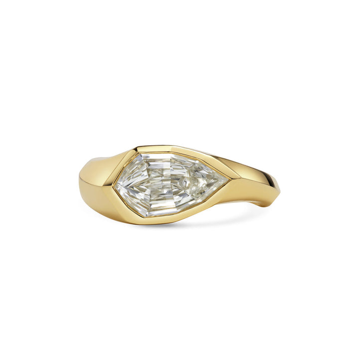 1.50CT East-West Shiled Step Cut Bezel Setting Solitaire Lab Grown Engagement Ring