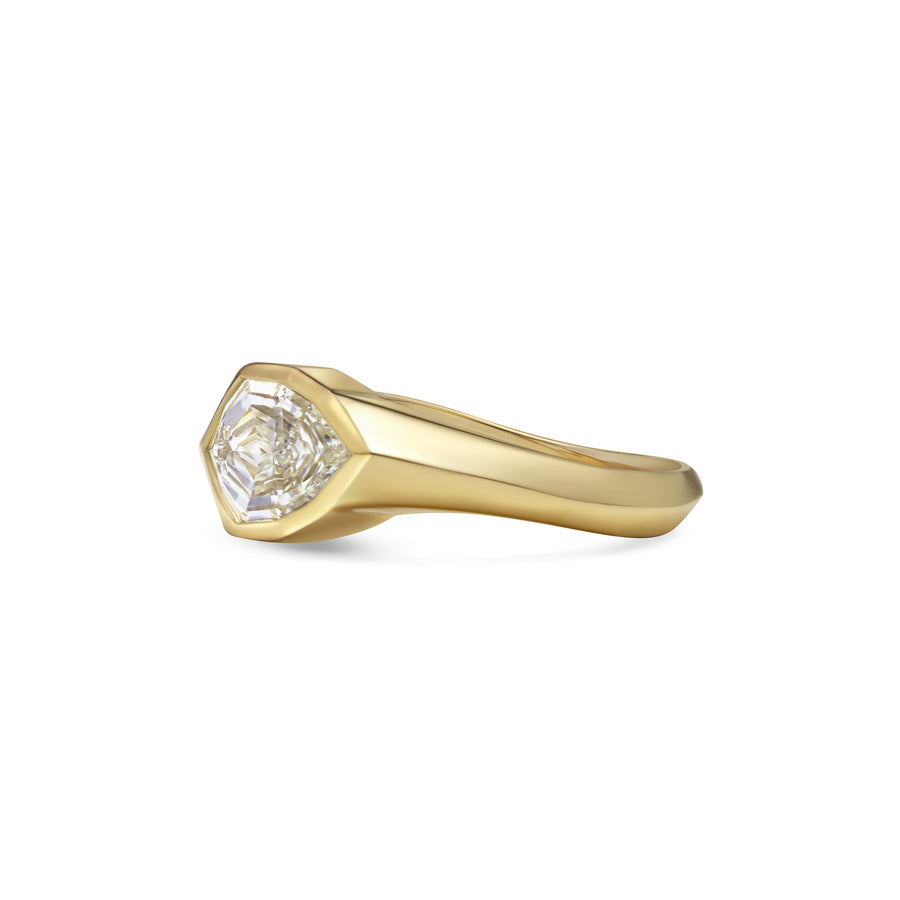 1.50CT East-West Shiled Step Cut Bezel Setting Solitaire Lab Grown Engagement Ring