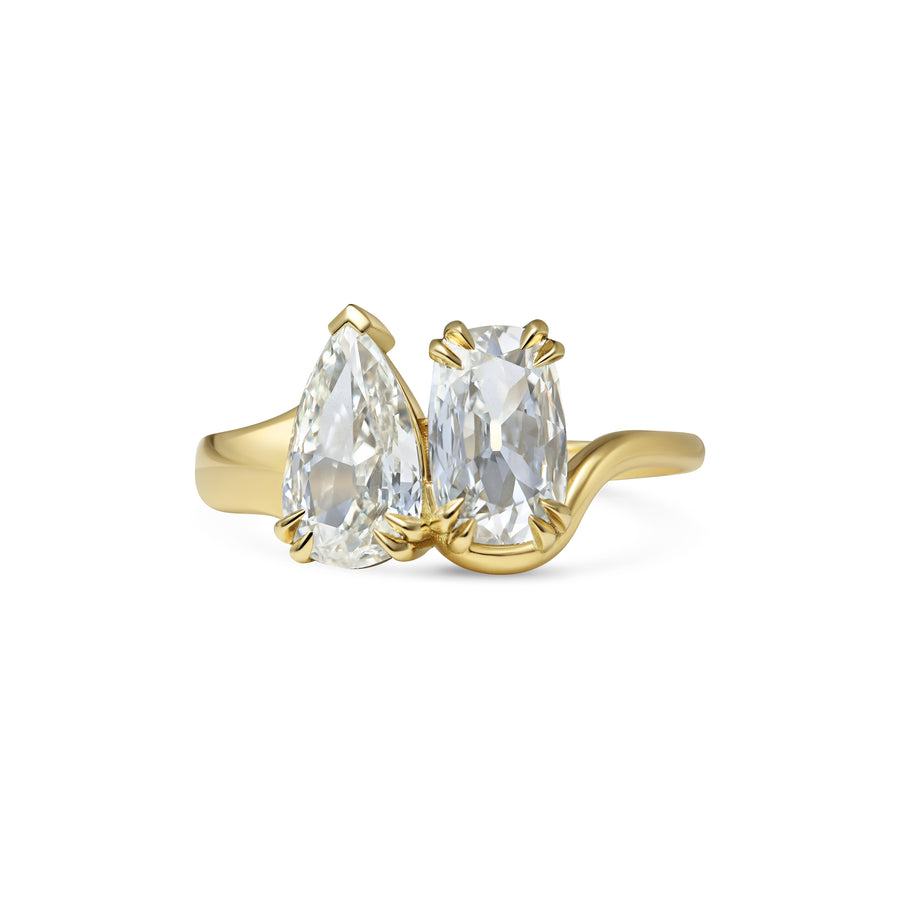 2.0CTW Pear & Old Mine Elongated Cushion Toi Et Moi Lav Grown Engagement Ring