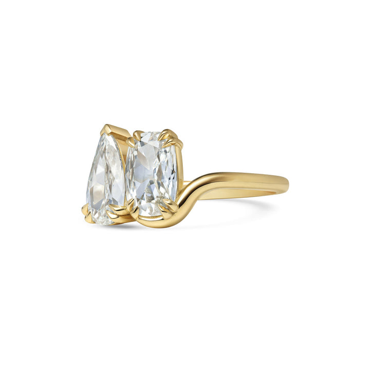 2.0CTW Pear & Old Mine Elongated Cushion Toi Et Moi Lav Grown Engagement Ring