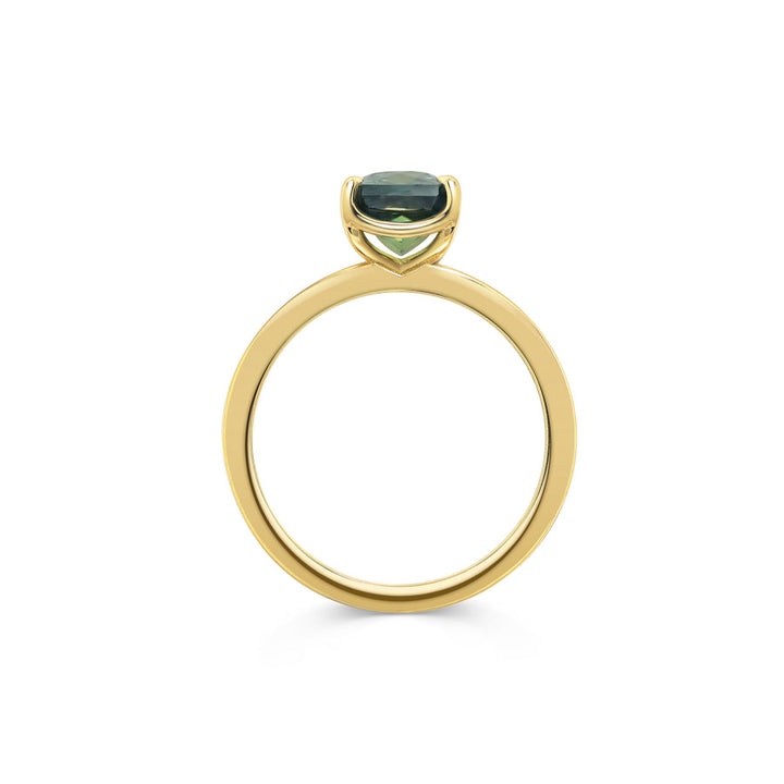 2.50CT Teal Yellowish-Green Radiant Diamond Chhanel Setting Lab Grown Ring