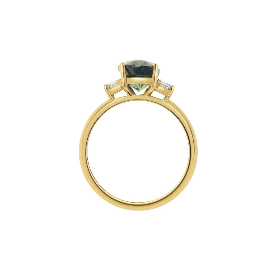 3.0CT Teal Green Oval Diamond Three Stone Lab Grown Engagement Ring