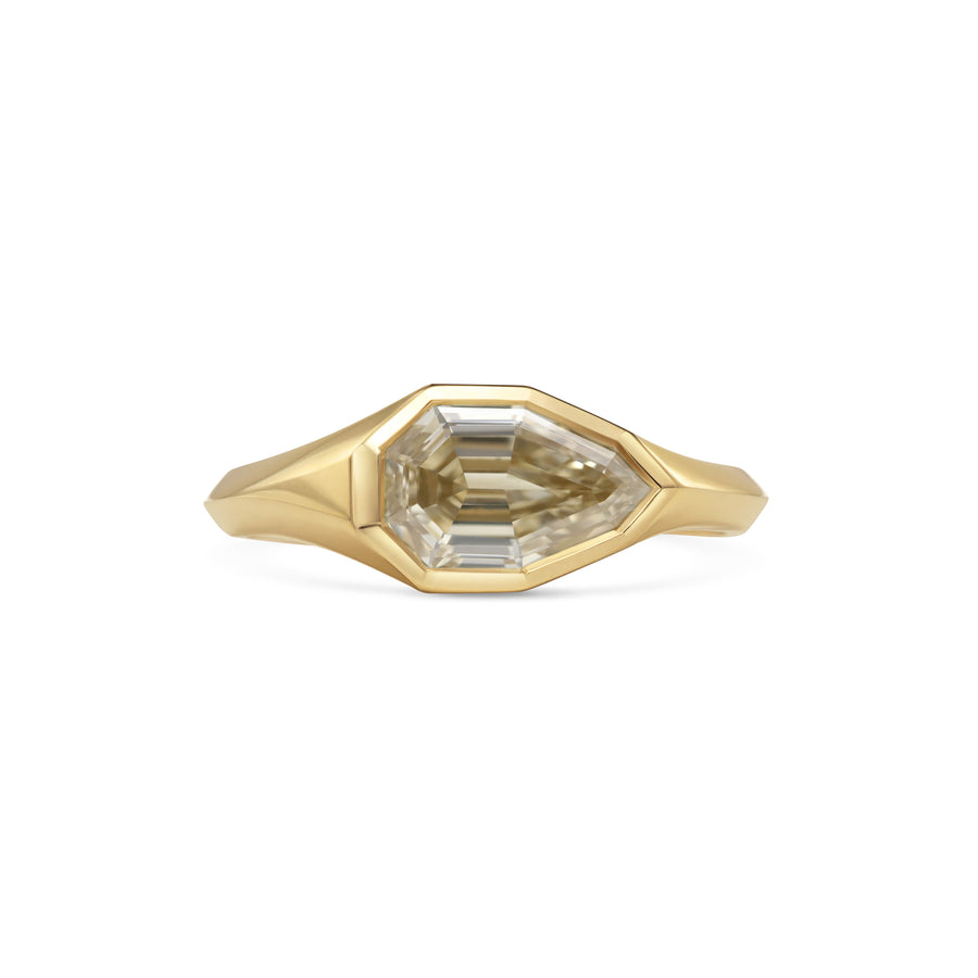 1.50CT Champagne Pear Step Cut East-West Solitaire Lab Grown Engagement Ring