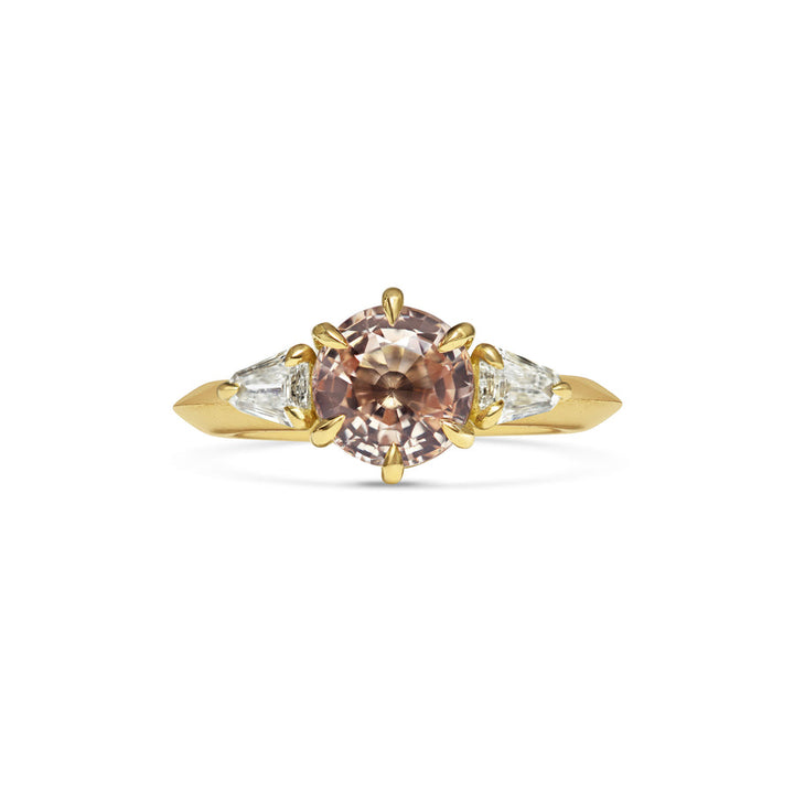 1.50CT Fancy Pink Round Cut Three Stone Lab Grown Engagement Ring