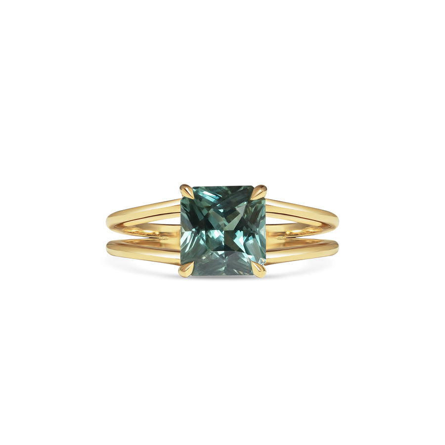 2.50CT Yellow Greenish Teal Square Radiant Diamond Solitaire Lab Grown Ring