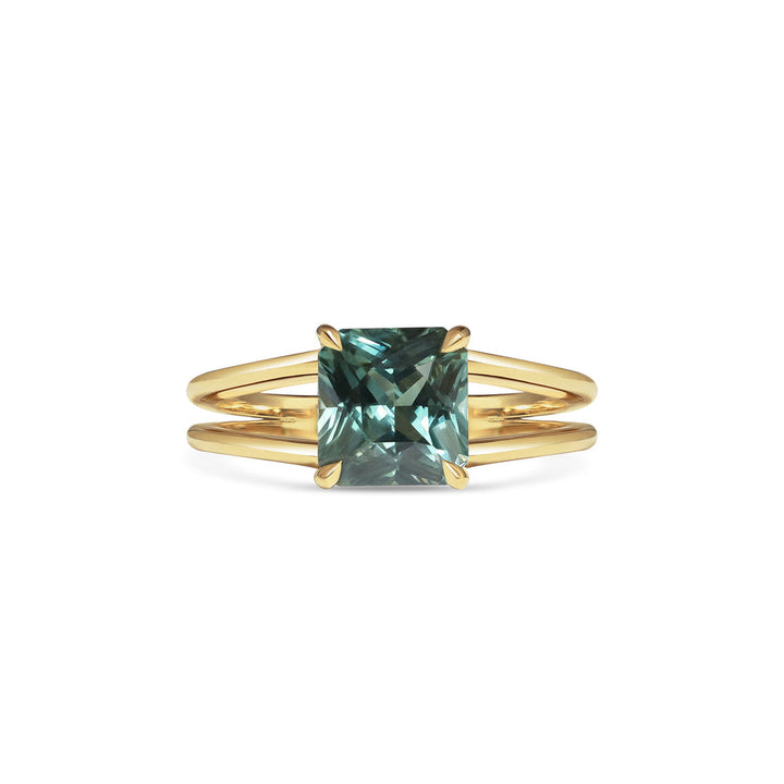 2.50CT Yellow Greenish Teal Square Radiant Diamond Solitaire Lab Grown Ring