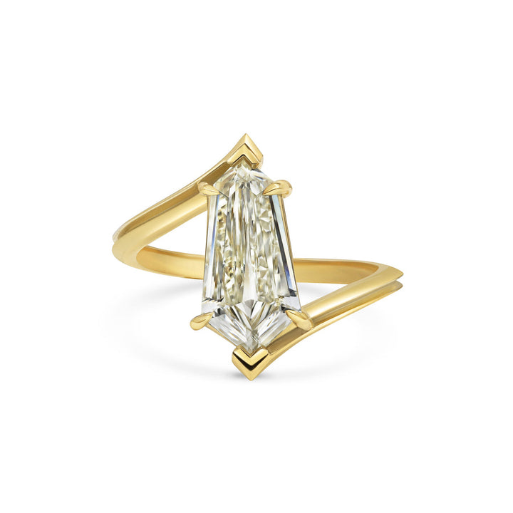 2.00CT Fancy Yellow Kite Cut Diamond Unique Bypass Shank Lab Grown Ring