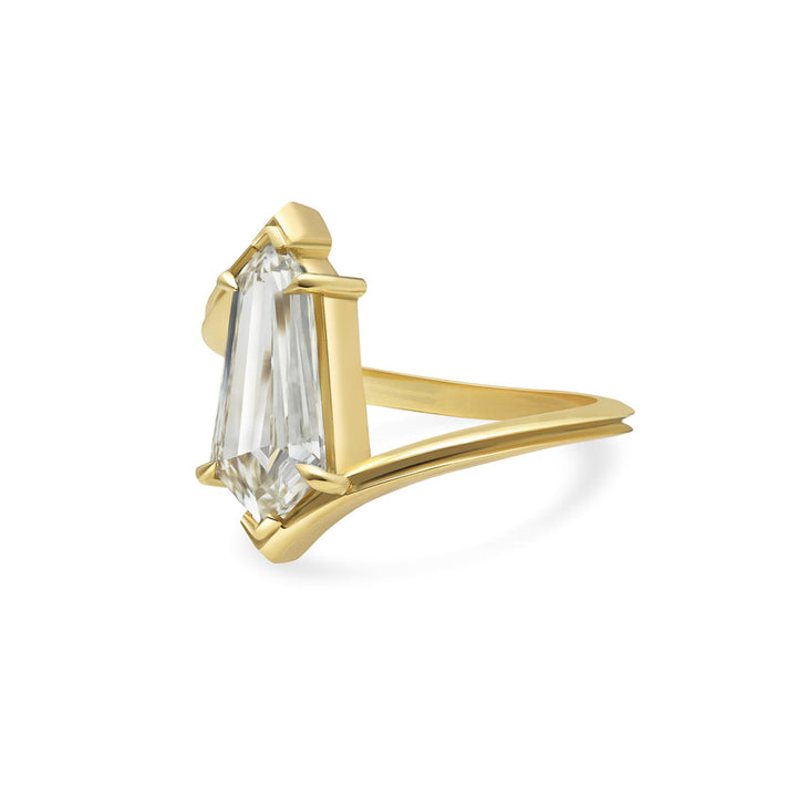2.00CT Fancy Yellow Kite Cut Diamond Unique Bypass Shank Lab Grown Ring
