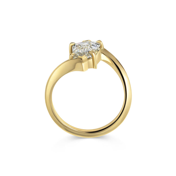 2.00CT Fancy Yellow Kite Cut Diamond Unique Bypass Shank Lab Grown Ring