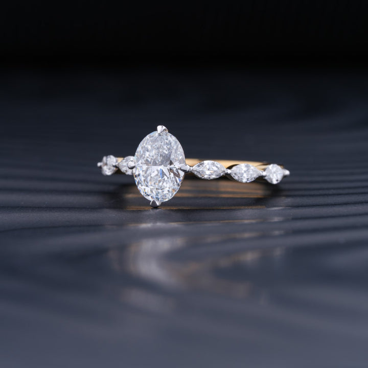 1.0 CT Oval Cut Pave Moissanite Diamond Engagement Ring