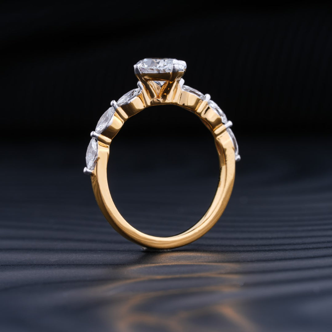 1.0 CT Oval Cut Pave Moissanite Diamond Engagement Ring