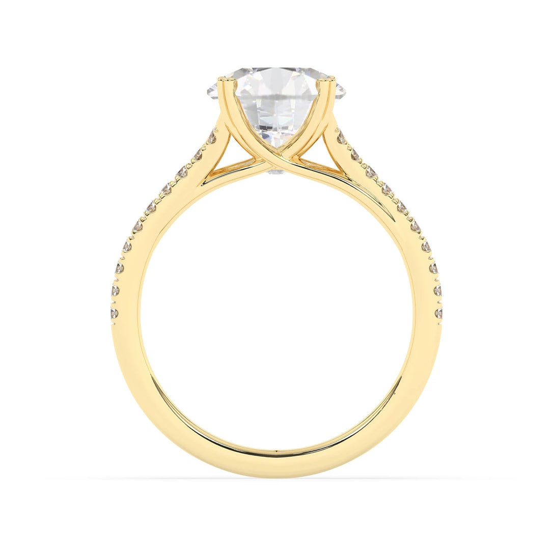 2.0 CT Round Cut Split Shank Moissanite Engagement Ring