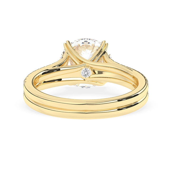 2.0 CT Round Cut Split Shank Moissanite Engagement Ring