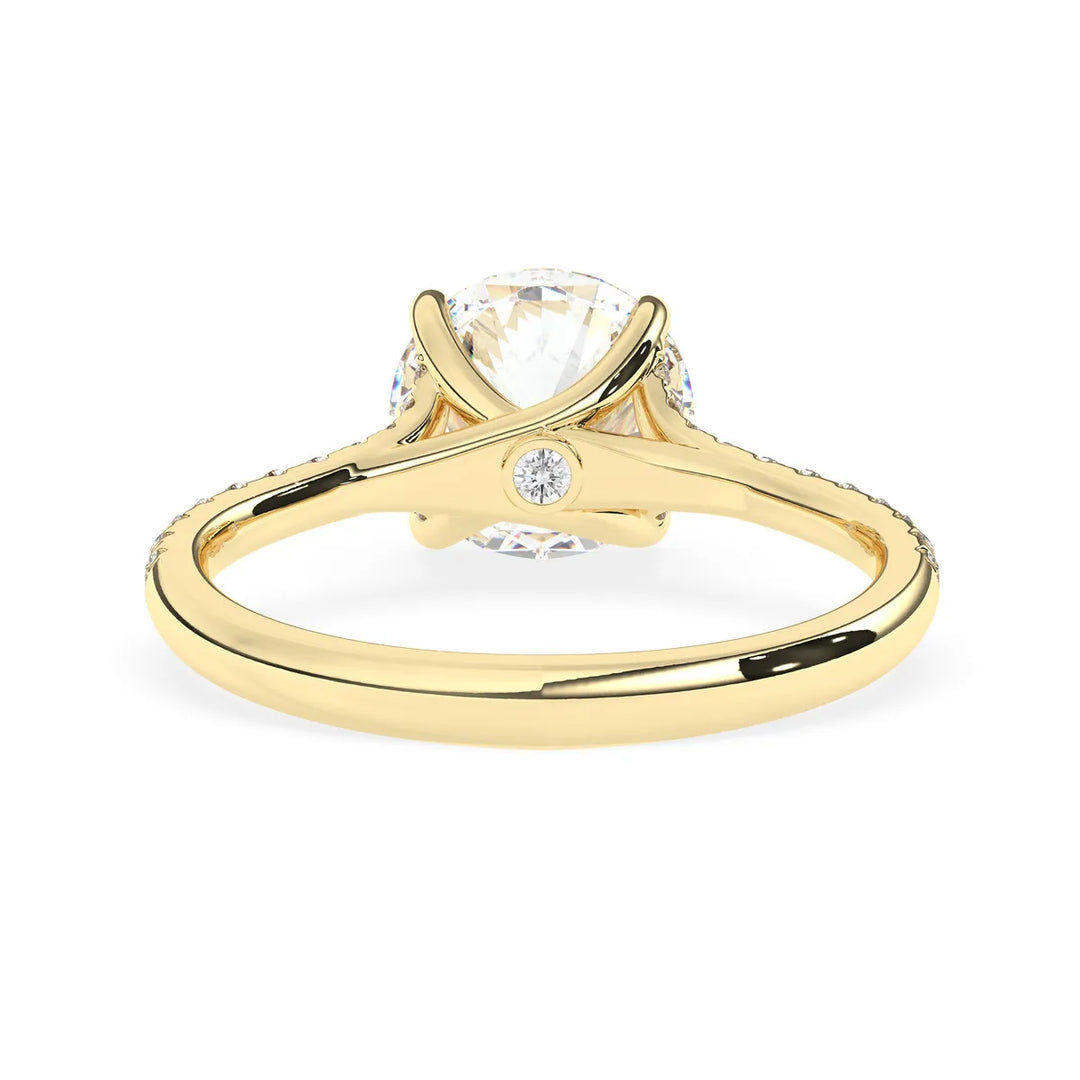 2.0 CT Round Cut Split Shank Pave Setting Moissanite Engagement Ring