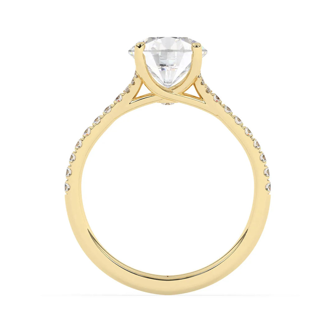 2.0 CT Round Cut Split Shank Pave Setting Moissanite Engagement Ring