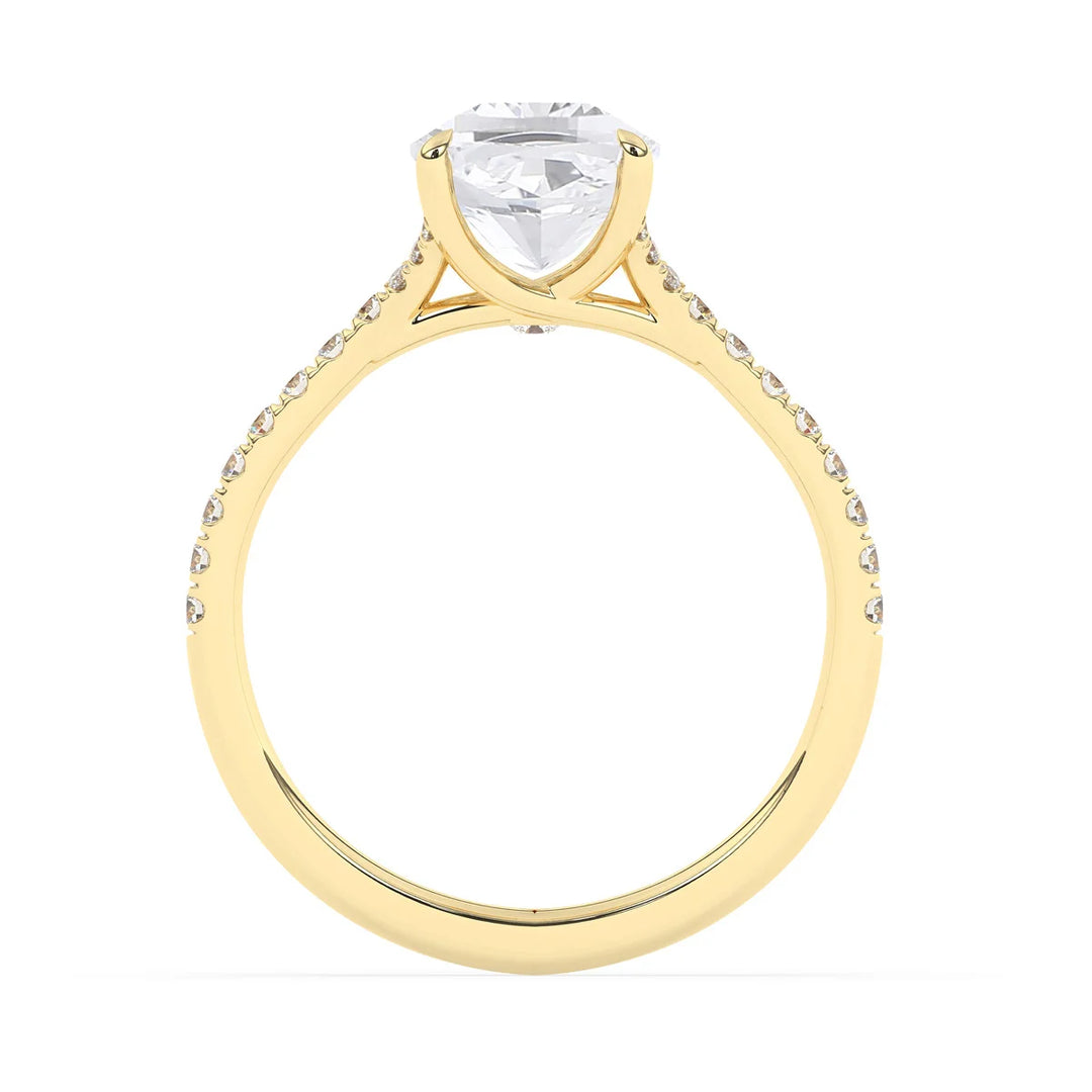 2.0CT Elongated Cushion Cut Split Shank Pave Setting Moissanite Engagement Ring