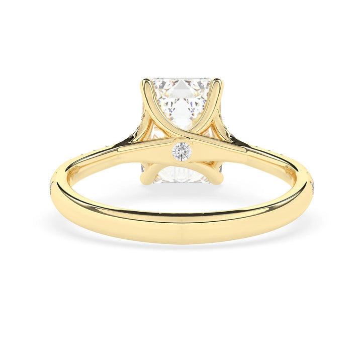 2.0CT Emerald Cut Split Shank Pave Setting Moissanite Engagement Ring