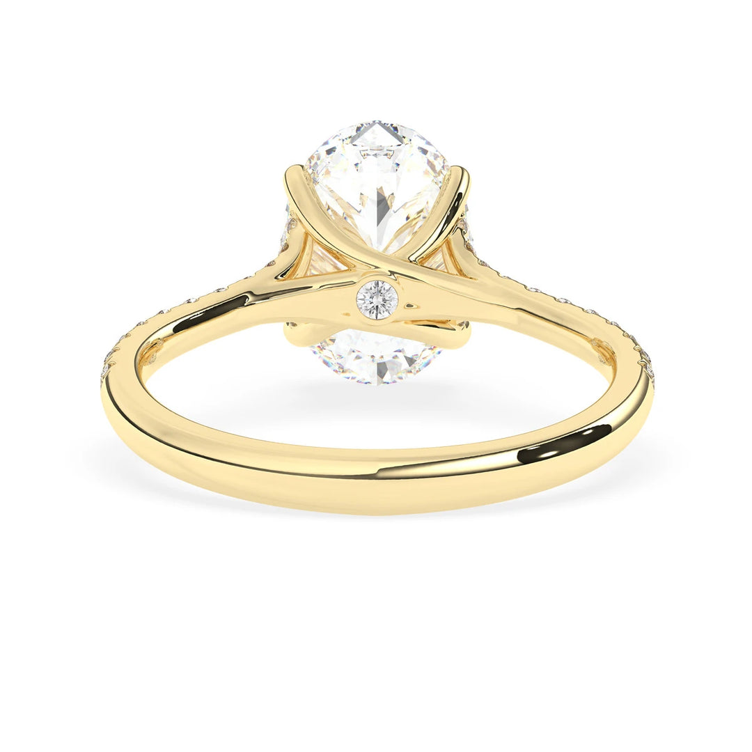 2.0CT Oval Cut Split Shank Pave Setting Moissanite Engagement Ring